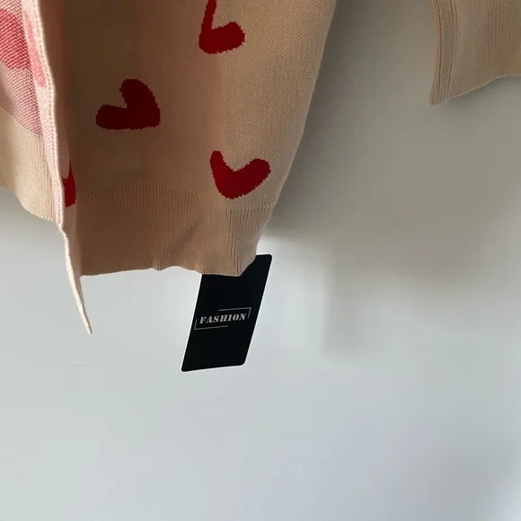 Amazon Red Heart Pattern Cardigan - Cream - Picture 3 of 4